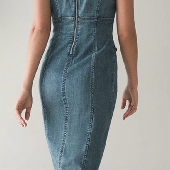 White House Black Market Blue Denim Button-Front Jean Dress - Picture 3 of 8